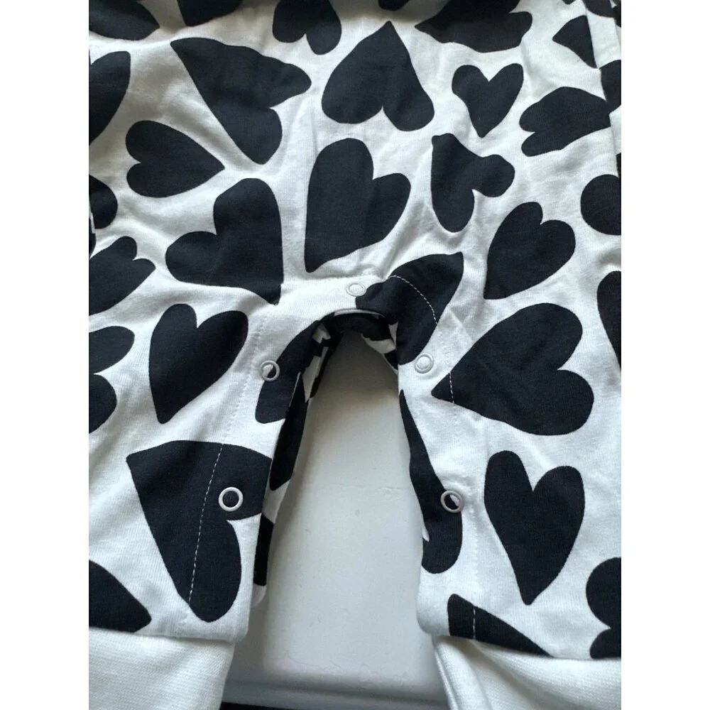 Cat & Jack Valentines Day Black & White Hearts Onesie & Little Love Onesie 0-3M
